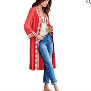 Soft Surroundings Coral Hacienda Topper Duster Cardigan SIze Large